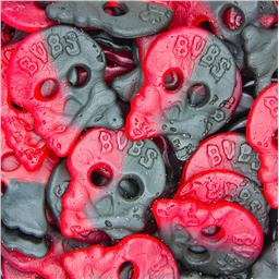 Череп мармеладный малина/лакрица, 94гр (7шт)