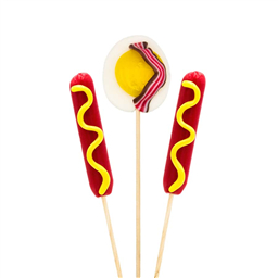 Сосиска с горчицей (чупа-чупс), 1шт